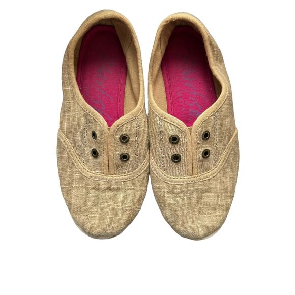 Blowfish Girls Desert Sand Brown Round Toe Canvas Slip On Flats Size 1 - Picture 1 of 6
